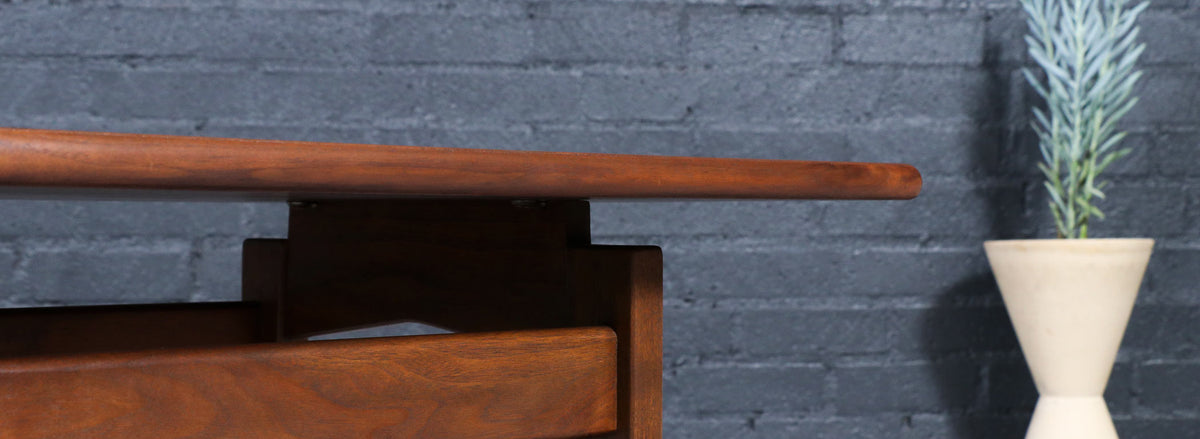 Jens Risom Floating Top Walnut Side Tables
