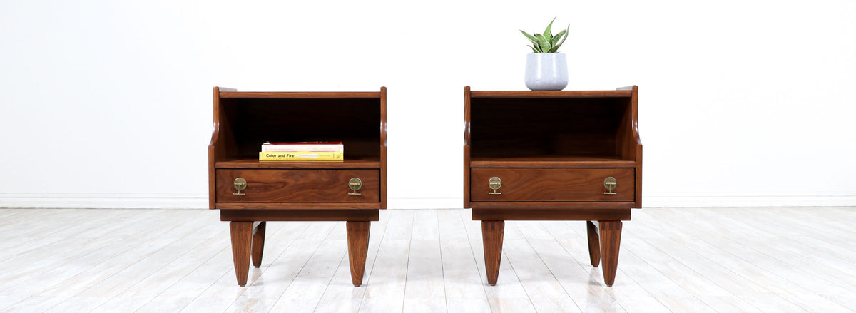 Mid-Century Modern Sculpted Night Stands by Stanley Furniture