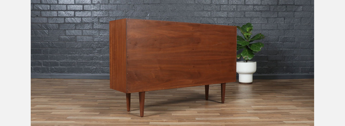 Custom Made Walnut Bookcase w/ Glass Doors by Danish Modern LA