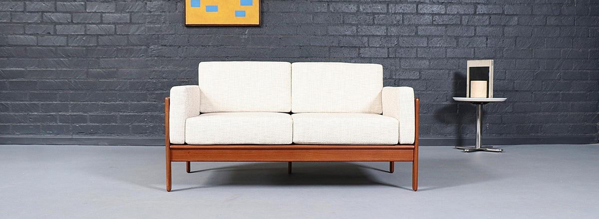 H.W. Klein Teak & Tweed Love Seat Sofa for Komfort