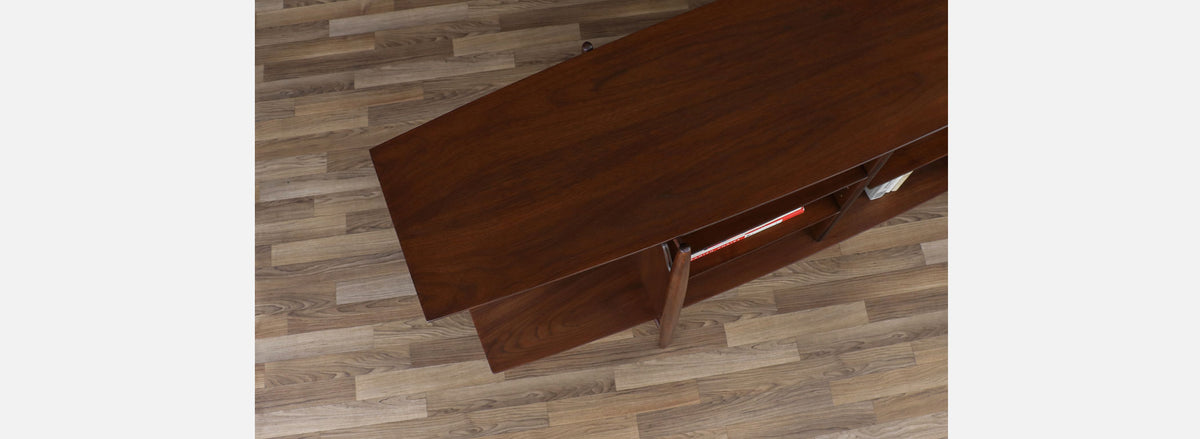 Mid-Century Modern Sculpted Walnut Tier Bookshelf