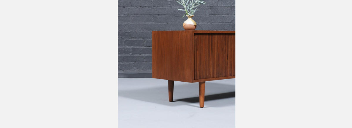 Californian Modern Low Profile Tambour-Door Credenza by Milo Baughman