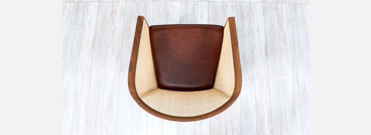 Kipp Stewart Walnut & Cane Lounge Chair for Directional