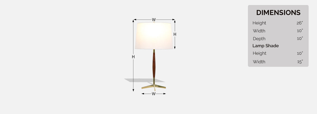 Gerald Thurston Brass Tripod Table Lamp with Walnut Accent