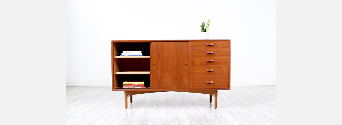 Svend Age Hansen Teak & Oak Credenza with Drawers for Naestved Møbelfabrik