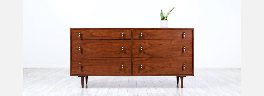 California Modern 6-Drawer Walnut Dresser by Stanley Young