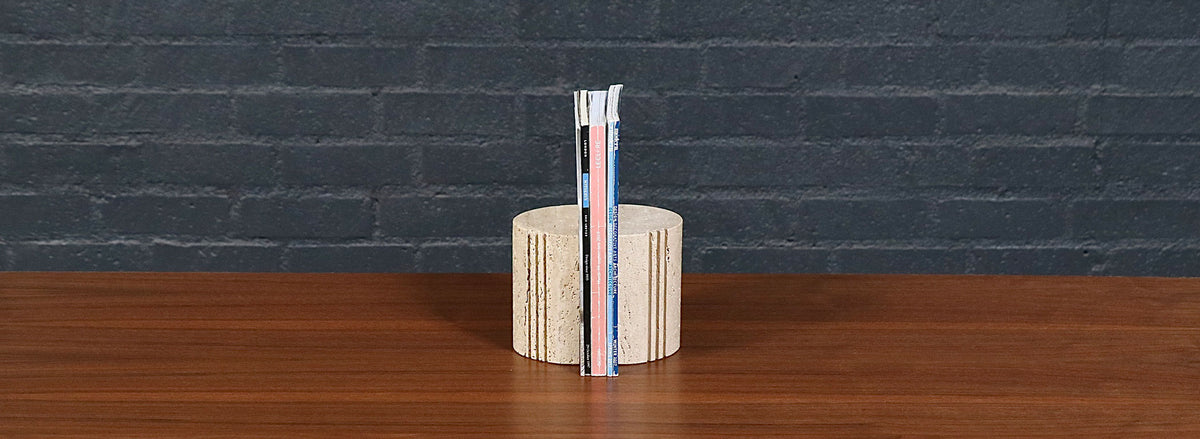 Italian Modernist Travertine Bookends by Fratelli Mannelli for Marble Art