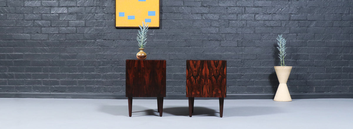 Mid-Century Rosewood Night Stands w/ Bookcase by Westnofa