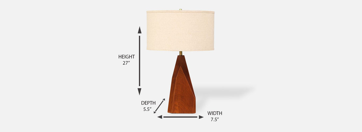 Mid Century Geometric Walnut Table Lamp