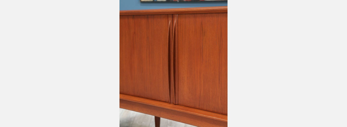 Bernhard Pedersen and Søn Tambour Door Teak Credenza