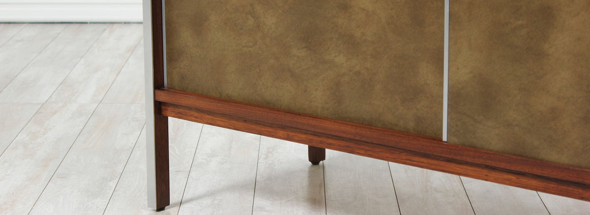 Paul McCobb “Linear Group” Credenza with Leather Doors for Calvin Furniture