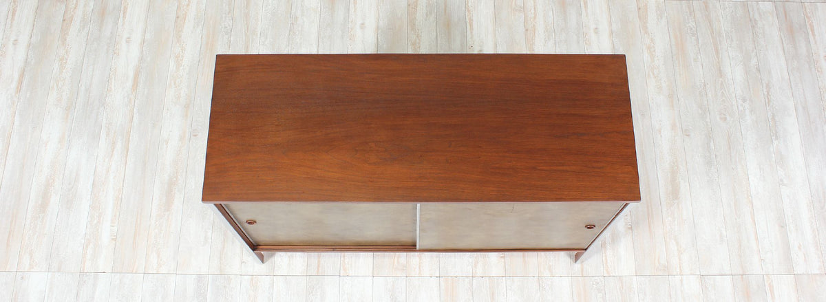 Paul McCobb “Linear Group” Credenza with Leather Doors for Calvin Furniture