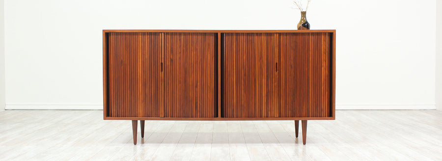 Milo Baughman Double Tambour-Door Credenza for Glenn of California