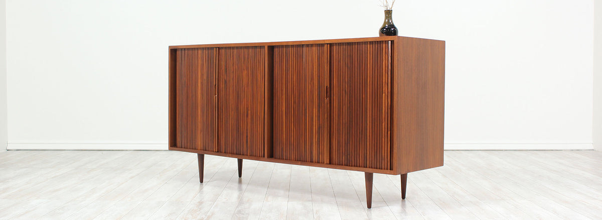 Milo Baughman Double Tambour-Door Credenza for Glenn of California