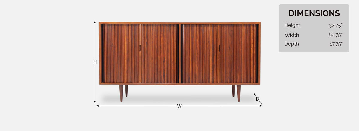 Milo Baughman Double Tambour-Door Credenza for Glenn of California
