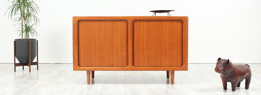 Danish Modern Tambour-Door Teak Credenza by Dyrlund
