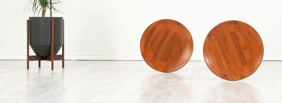 Swedish Modern Reversible Tray Top Side Tables by Dux2
