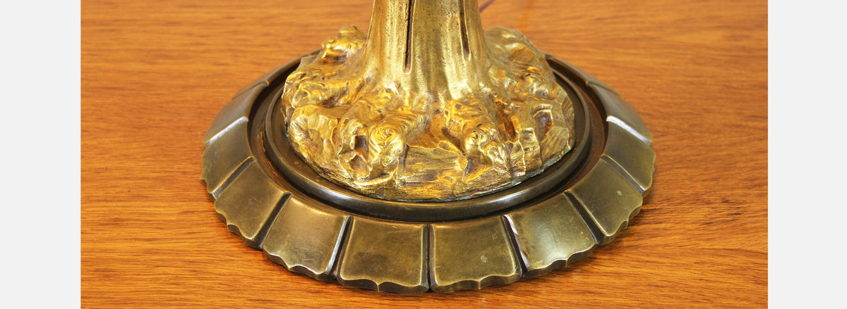 French Bronze-Doré Palm Tree Table Lamps