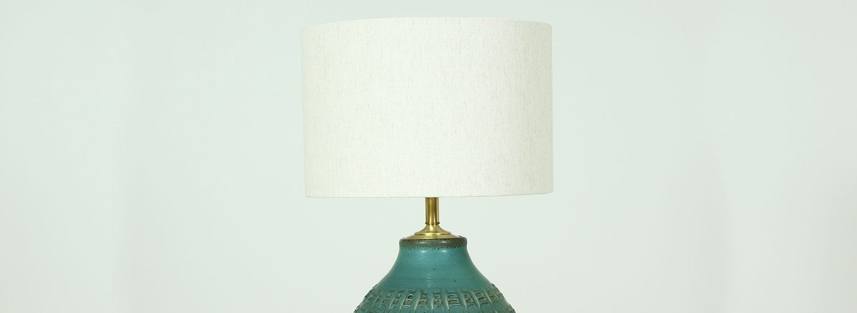 Bob Kinzie “N-Series” Glazed Teal Ceramic Table Lamp for Affiliated Craftsmen