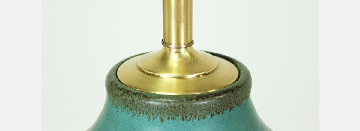 Bob Kinzie “N-Series” Glazed Teal Ceramic Table Lamp for Affiliated Craftsmen