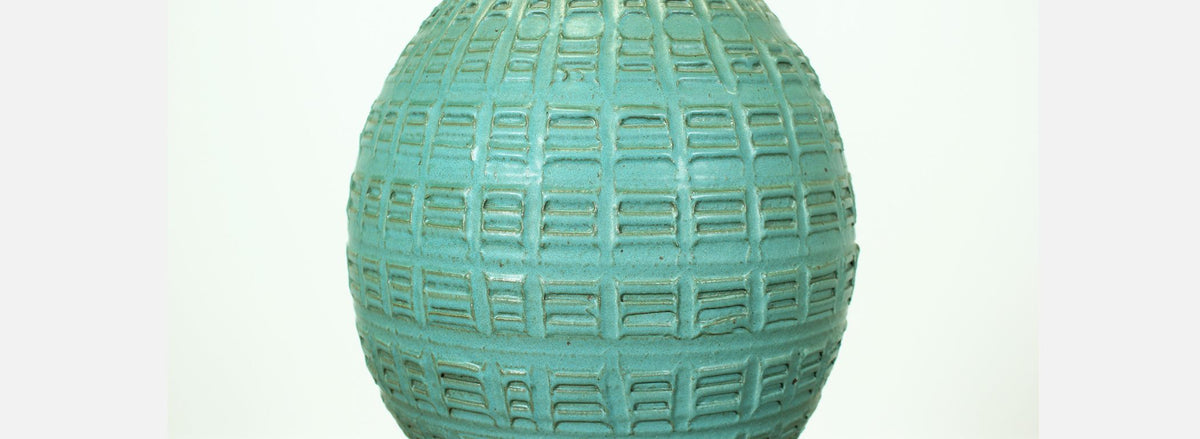 Bob Kinzie “N-Series” Glazed Teal Ceramic Table Lamp for Affiliated Craftsmen