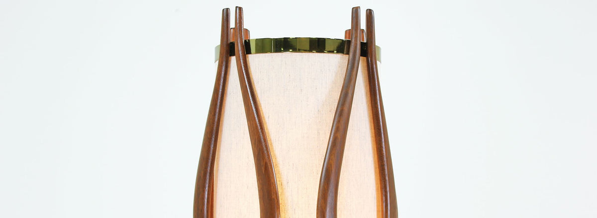 Mid-Century Modern Sculpted Walnut Floor Lamp by Modeline 2