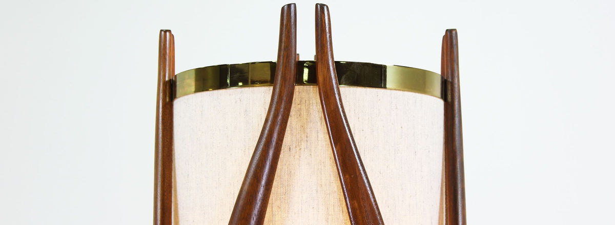 Mid-Century Modern Sculpted Walnut Floor Lamp by Modeline 2