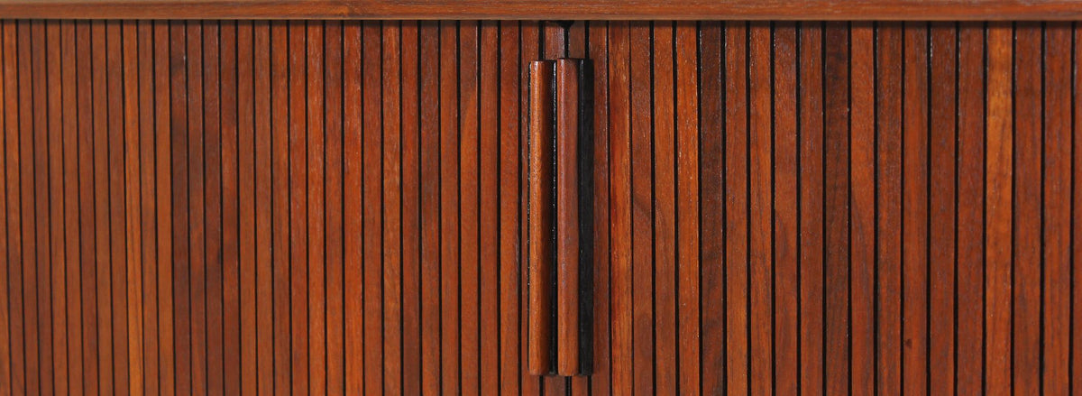 Mid-Century Modern Low Profile Tambour-Door Credenza by Barzilay