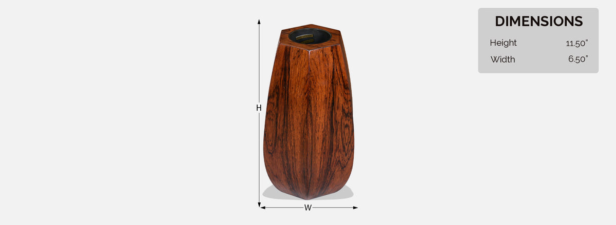 Danish Modern Faceted Rosewood Vase