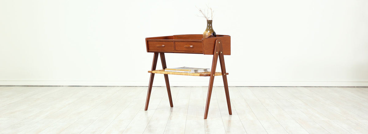 Danish Modern Caned-Shelf Night Stand