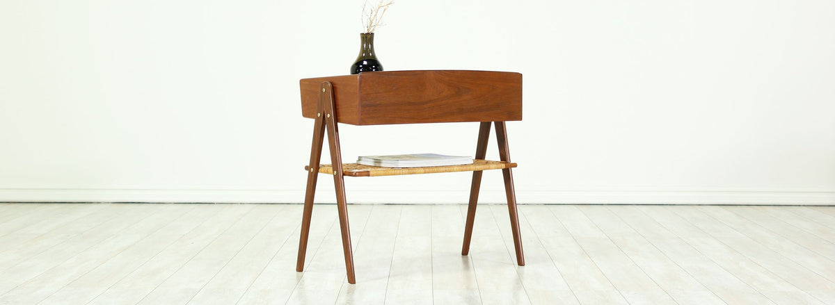 Danish Modern Caned-Shelf Night Stand
