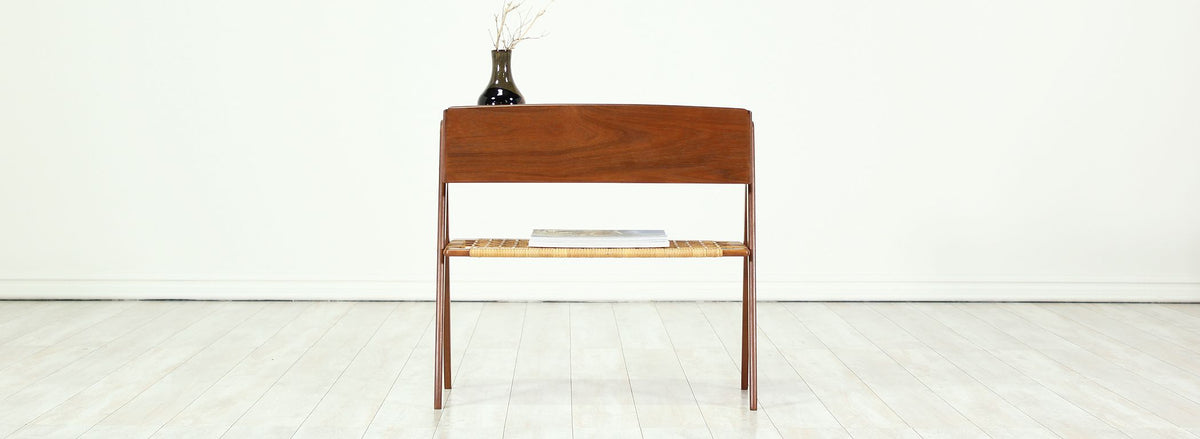 Danish Modern Caned-Shelf Night Stand