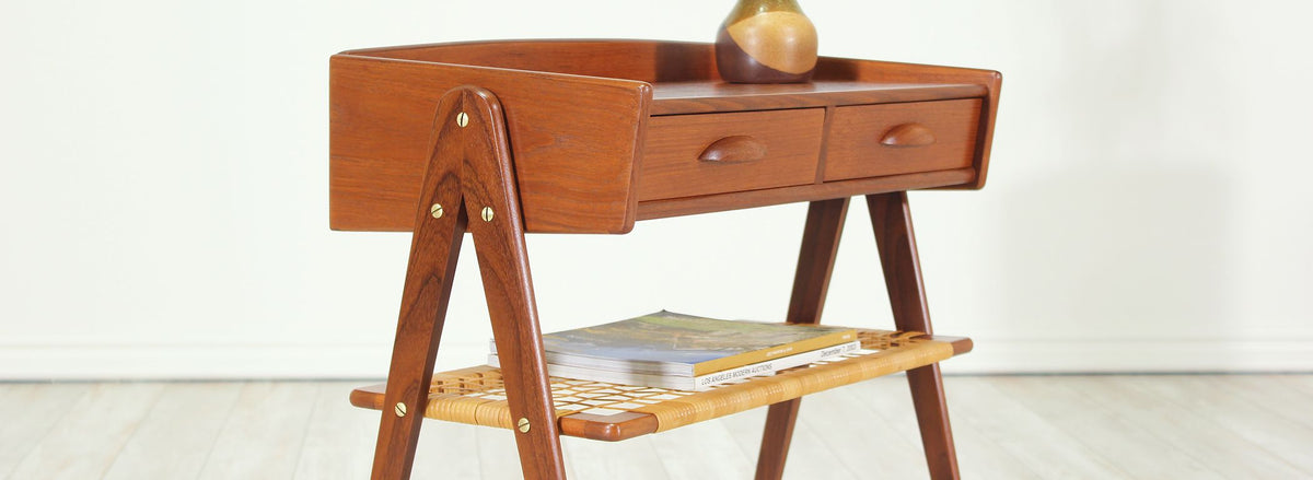 Danish Modern Caned-Shelf Night Stand
