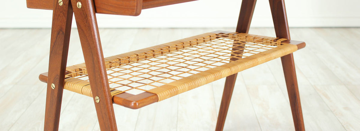 Danish Modern Caned-Shelf Night Stand
