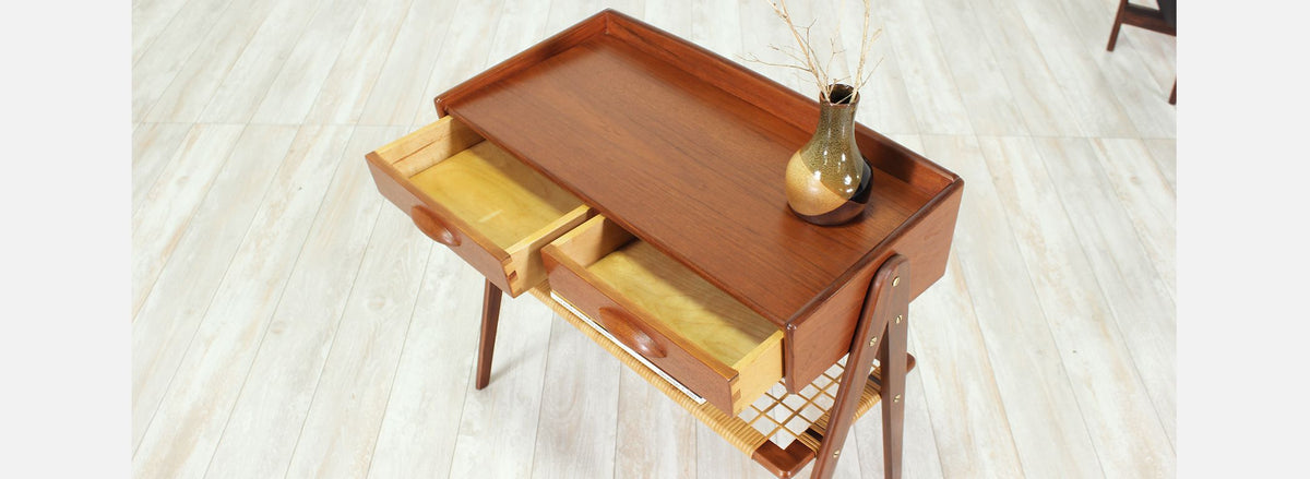 Danish Modern Caned-Shelf Night Stand
