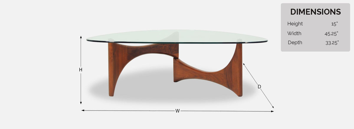 Adrian Pearsall Triangular Glass Top Coffee Table for Craft Associates
