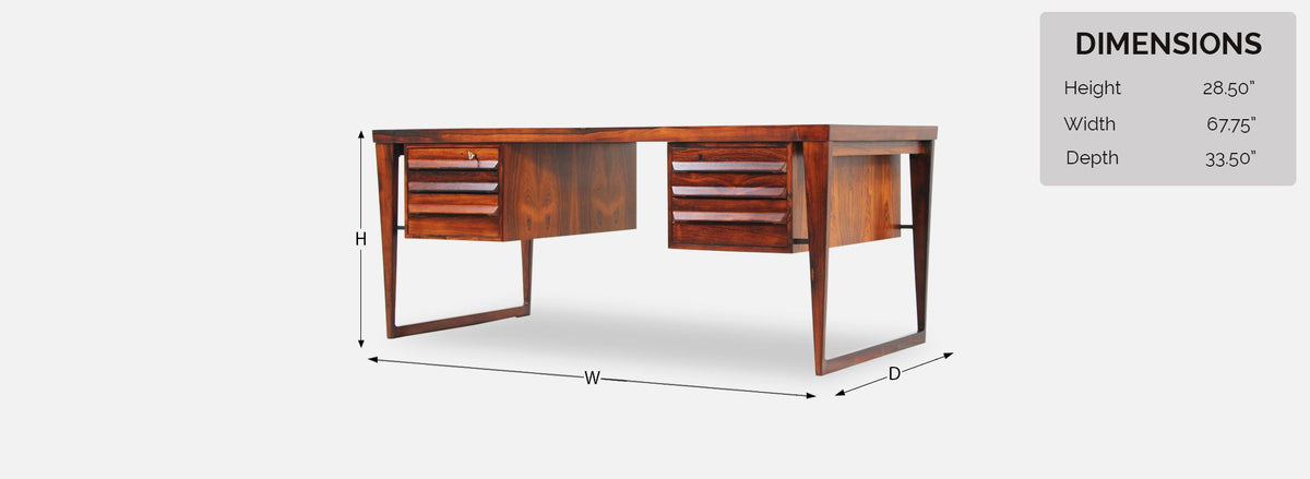 Kai Kristiansen Model-70 Rosewood Desk for Feldballes Møbelfabrik