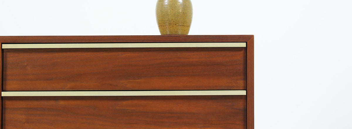 John Keal Walnut & Brass Dresser for Brown Saltman