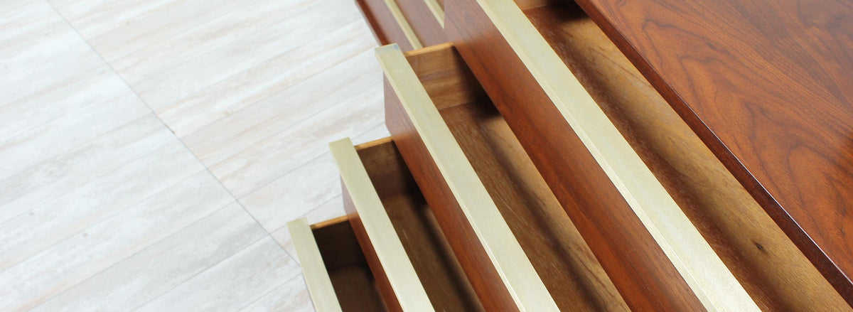 John Keal Walnut & Brass Dresser for Brown Saltman