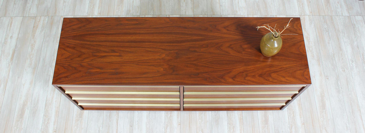 John Keal Walnut & Brass Dresser for Brown Saltman