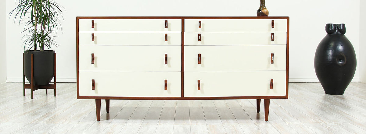 Stanley Young Two-Tone Lacquered & Walnut Dresser for Glenn of California 