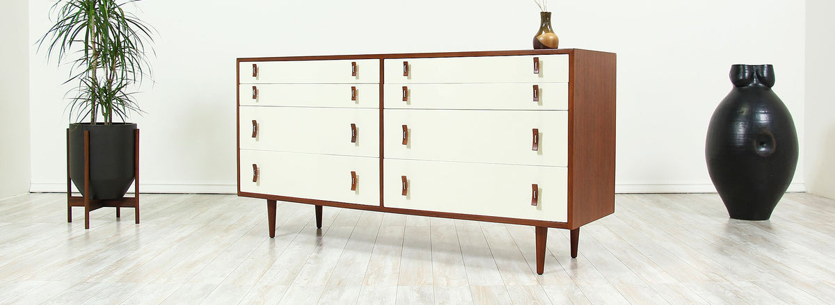 Stanley Young Two-Tone Lacquered & Walnut Dresser for Glenn of California 