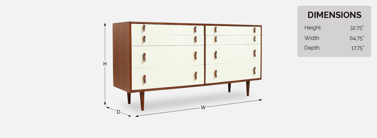 Stanley Young Two-Tone Lacquered & Walnut Dresser for Glenn of California 
