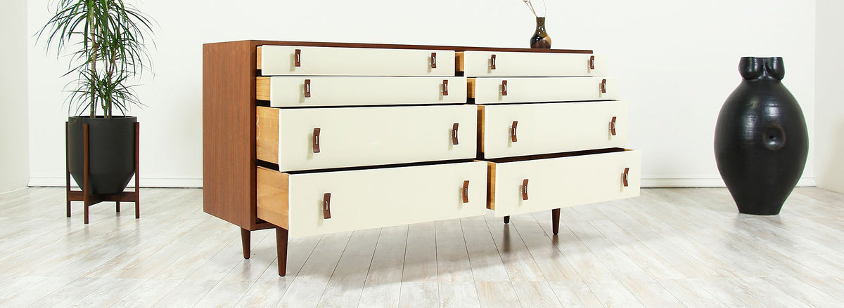 Stanley Young Two-Tone Lacquered & Walnut Dresser for Glenn of California 