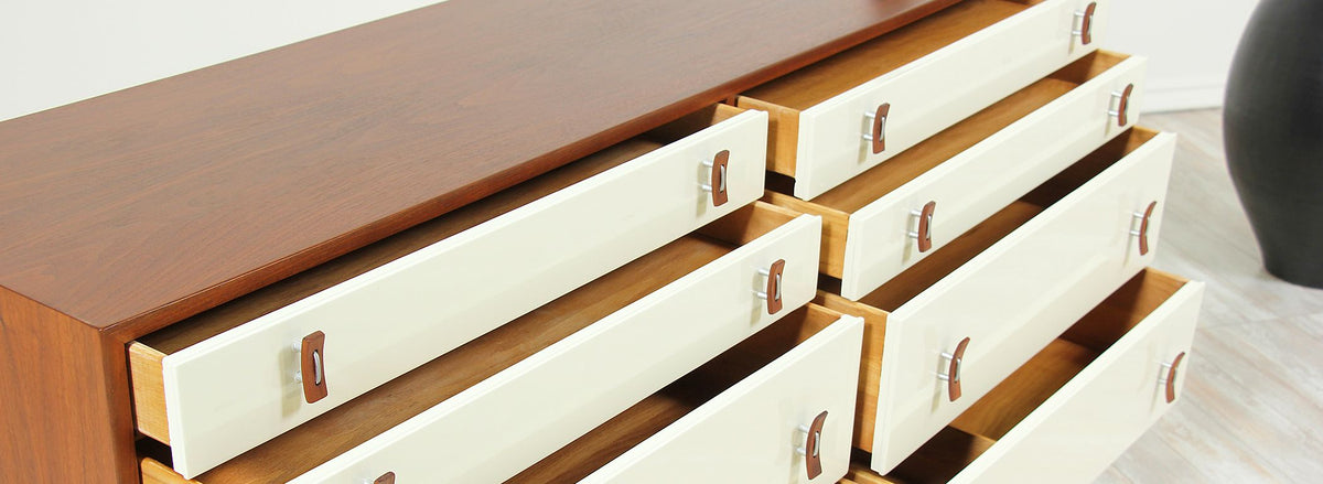 Stanley Young Two-Tone Lacquered & Walnut Dresser for Glenn of California 