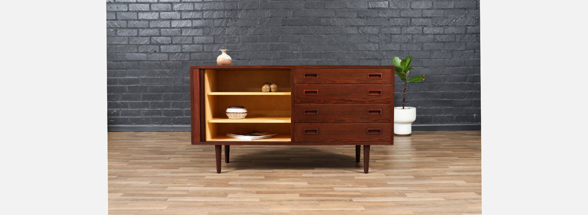 Carlo Jensen Tambour-Door Rosewood Credenza for Hundevad 