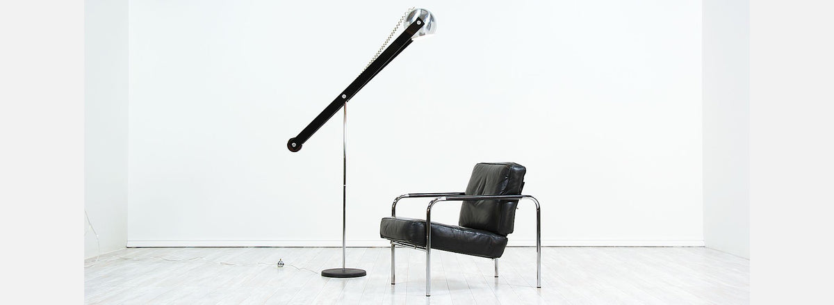 Mid-Century Modern Adjustable Chrome Orb Floor Lamp
