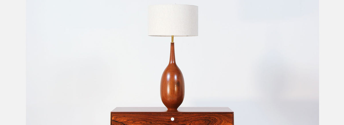 Danish Modern Teak Teardrop Table Lamp