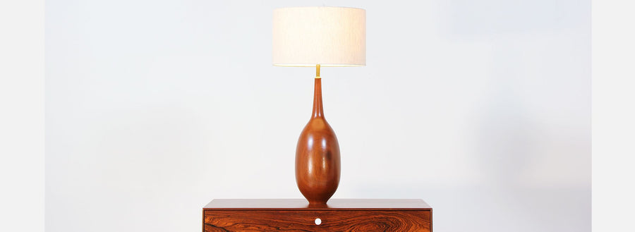 Danish Modern Teak Teardrop Table Lamp