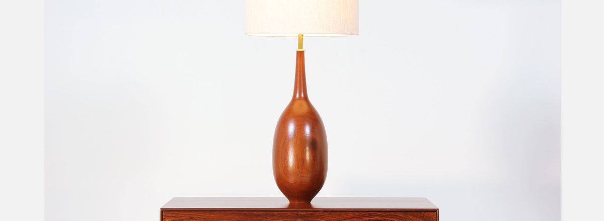 Danish Modern Teak Teardrop Table Lamp